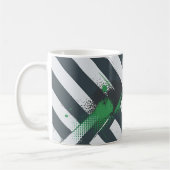 Diagonal Stripes with Green Paint Splashes コーヒーマグカップ (左)