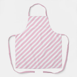 Diagonal white and pink stripes pattern エプロン