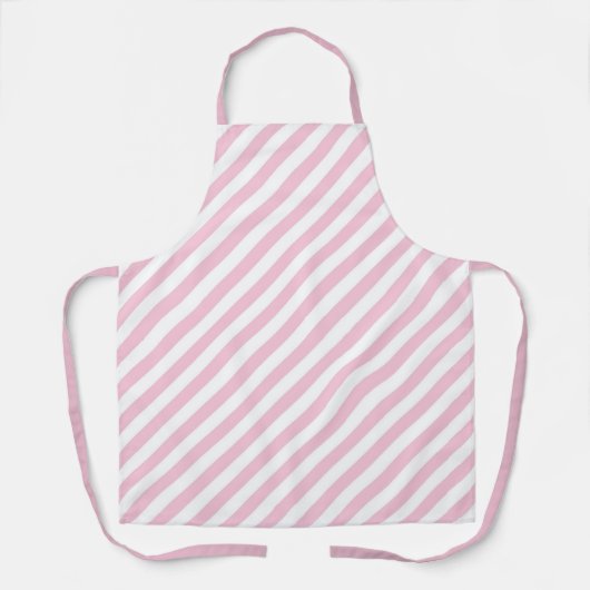Diagonal white and pink stripes pattern エプロン (正面)