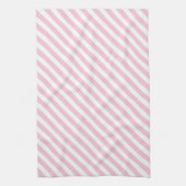 Diagonal white and pink stripes pattern キッチンタオル (縦)