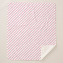 Diagonal white and pink stripes pattern シェルパブランケット