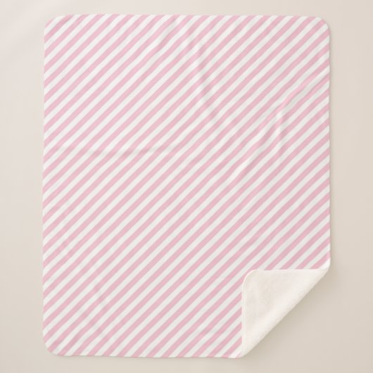 Diagonal white and pink stripes pattern シェルパブランケット (正面)