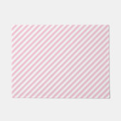 Diagonal white and pink stripes pattern ドアマット (正面)