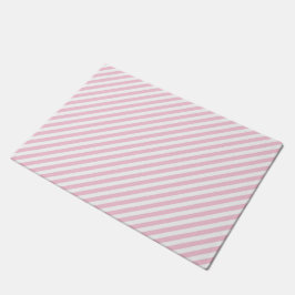 Diagonal white and pink stripes pattern ドアマット