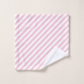 Diagonal white and pink stripes pattern バスタオルセット (ウォッシュタオル)