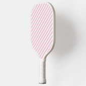 Diagonal white and pink stripes pattern ピックルボールラケット (左)