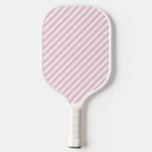 Diagonal white and pink stripes pattern ピックルボールラケット (裏面)