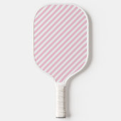 Diagonal white and pink stripes pattern ピックルボールラケット (正面)