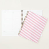 Diagonal white and pink stripes pattern プランナー手帳 (ディスプレー)