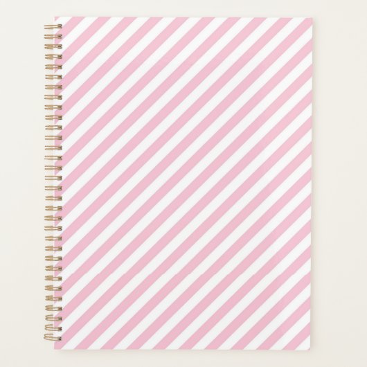 Diagonal white and pink stripes pattern プランナー手帳 (正面)