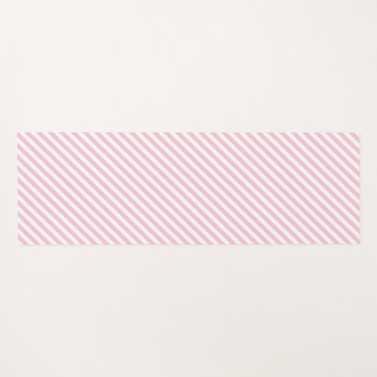 Diagonal white and pink stripes pattern ヨガマット (裏面(横))