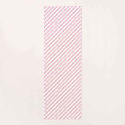 Diagonal white and pink stripes pattern ヨガマット (裏面)