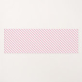 Diagonal white and pink stripes pattern ヨガマット (正面(横))