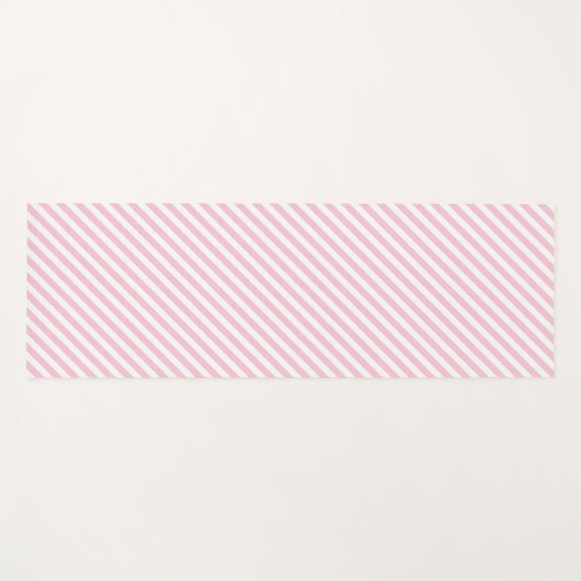 Diagonal white and pink stripes pattern ヨガマット (正面(横))