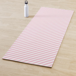 Diagonal white and pink stripes pattern ヨガマット