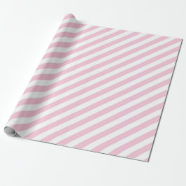 Diagonal white and pink stripes pattern ラッピングペーパー