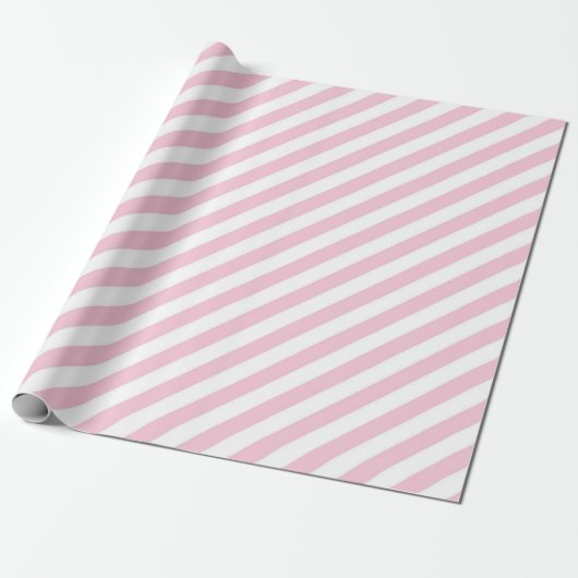 Diagonal white and pink stripes pattern ラッピングペーパー (アンロールド)