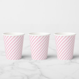 Diagonal white and pink stripes pattern 紙コップ