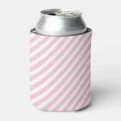 Diagonal white and pink stripes pattern 缶クーラー (缶正面)