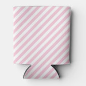 Diagonal white and pink stripes pattern 缶クーラー (正面)