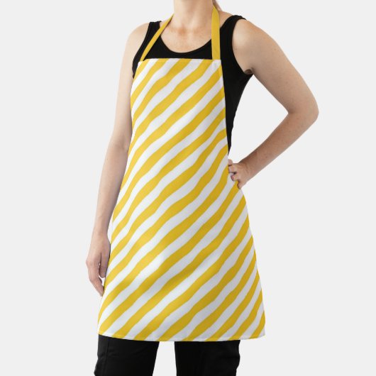 Diagonal yellow and white stripes pattern  エプロン (インサイチュ)