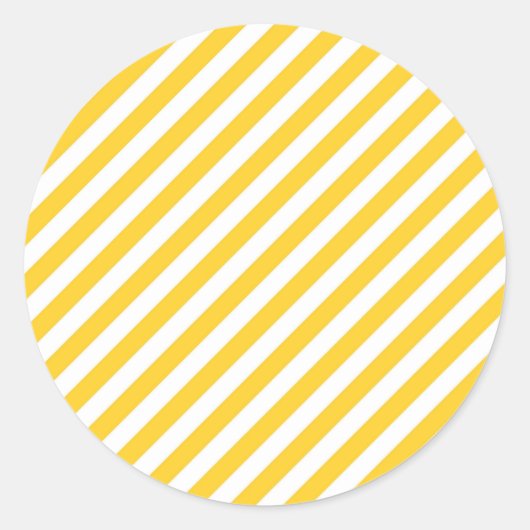 Diagonal yellow and white stripes pattern  ラウンドシール (正面)