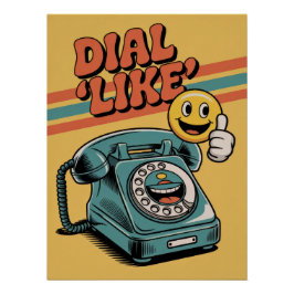 "Dial 'Like'" Retro Phone with Pop Art Emoji ポスター