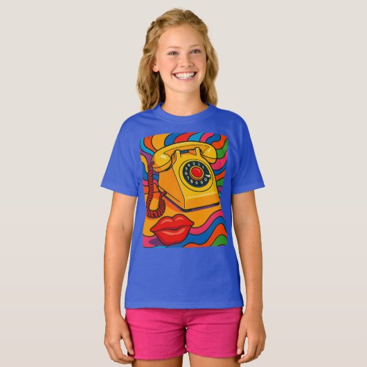 “Dial Me, Don’t DM Me” Landline Rotary Phone  Tシャツ (正面フル)