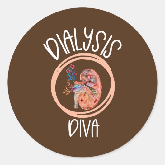 Dialysis Diva Kidney Nurse Dialysis Technician ラウンドシール (正面)