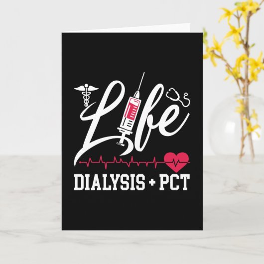 Dialysis Nurse Tech Life Dialysis + PCT Technician カード (黄色い花)