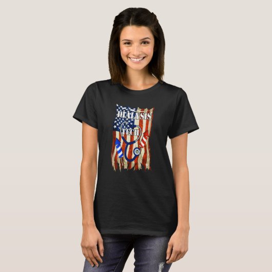 Dialysis Tech 4th Of July American Flag Stethoscop Tシャツ (正面フル)