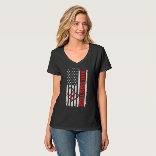 Dialysis Tech 4th Of July American Flag Stethoscop Tシャツ (正面フル)