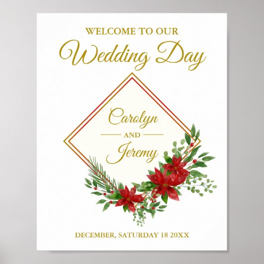 Diamod & Poinsettias Christmas Inspired Wedding ポスター (正面)