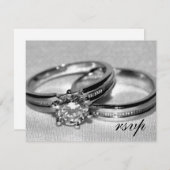 Diamondの結婚リングや輪セットRSVPカード 出欠カード (正面/裏面)