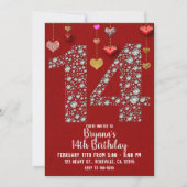 Diamond 14 Valentine's 14th Birthday Party写真 招待状 (正面)