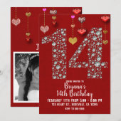 Diamond 14 Valentine's 14th Birthday Party写真 招待状 (正面/裏面)