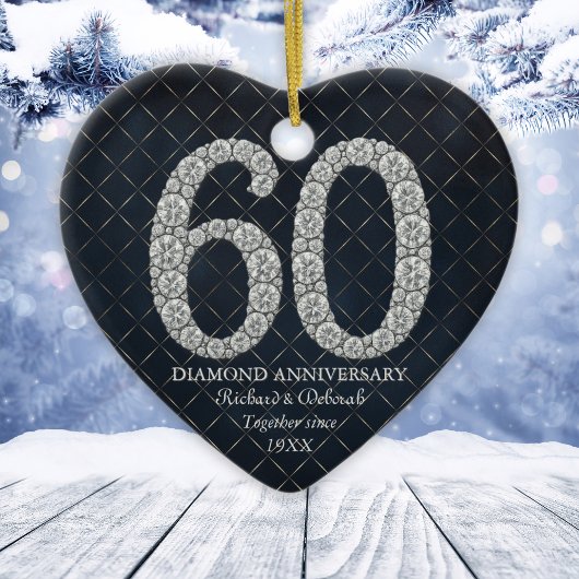 Diamond 60th Anniversary Custom Heart セラミックオーナメント