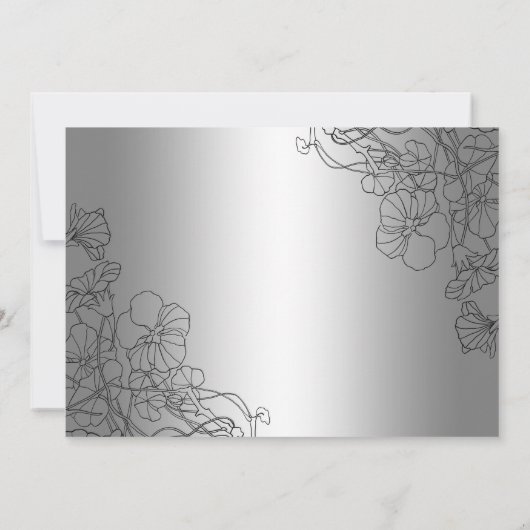 Diamond 60th Anniversary With Photo Silver Floral 招待状 (裏面)