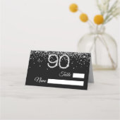 Diamond 90th Birthday Party Folded Place Card プレイスカード (正面)