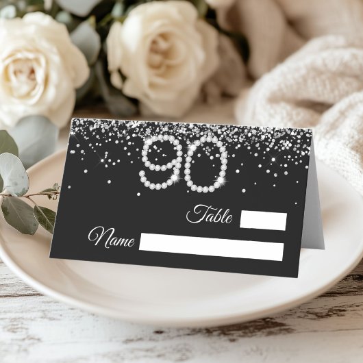 Diamond 90th Birthday Party Folded Place Card プレイスカード