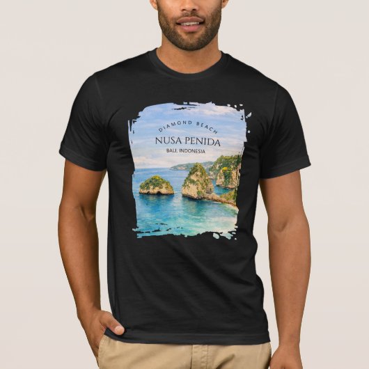Diamond Beach Bali Watercolor Turquoise Sea Tシャツ (正面)