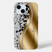 Diamond Bling Gold Metal Personalized Script  Case-Mate iPhoneケース (裏面)