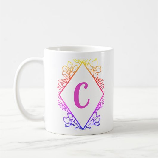 Diamond Botanical Monogram Coffee Mug |Personalize コーヒーマグカップ (左)
