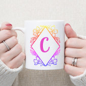 Diamond Botanical Monogram Coffee Mug |Personalize コーヒーマグカップ