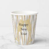 Diamond Champagne Glass Happy New Year Silver Gold 紙コップ (正面)