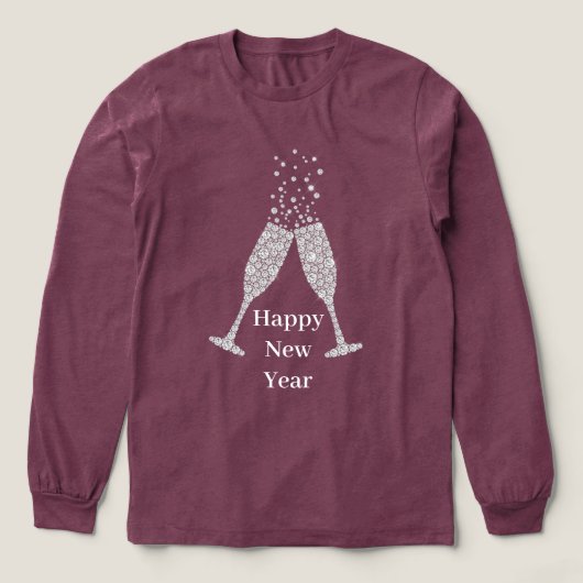 Diamond Champagne Glasses New Year's トライブレンドＴシャツ (デザイン正面)
