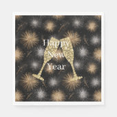 Diamond Champagne Happy New Year Black Fireworks スタンダードランチョンナプキン (正面)