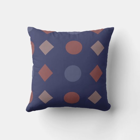 Diamond-Dot Geometric Pattern – Navy, Brick クッション (裏面)