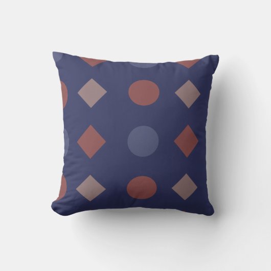 Diamond-Dot Geometric Pattern – Navy, Brick クッション (正面)