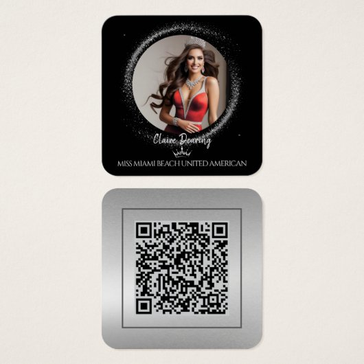 Diamond Dust QR Code Photo Profile Card (正面&裏面)